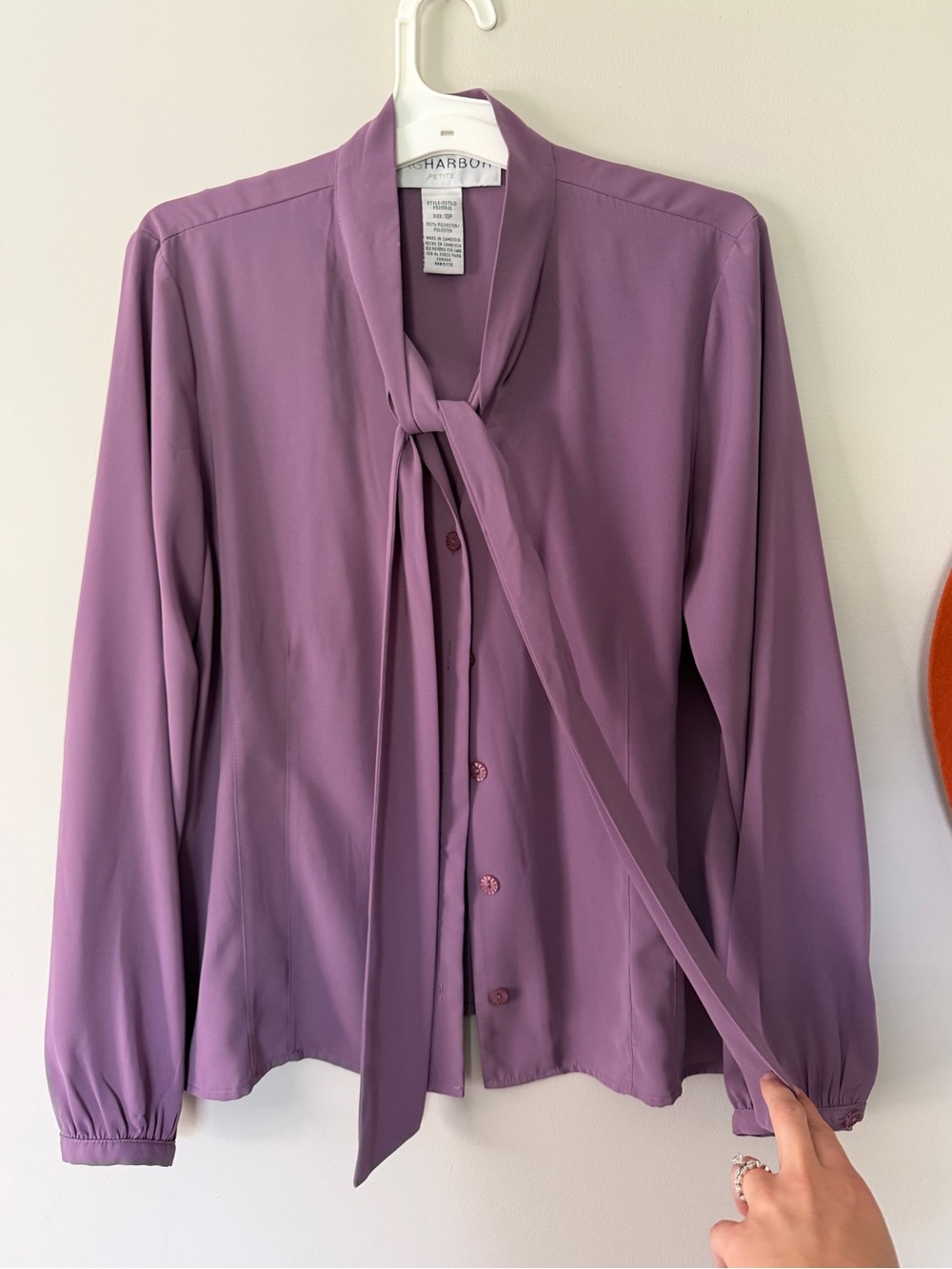 Charming Lavender Tie-Neck Blouse